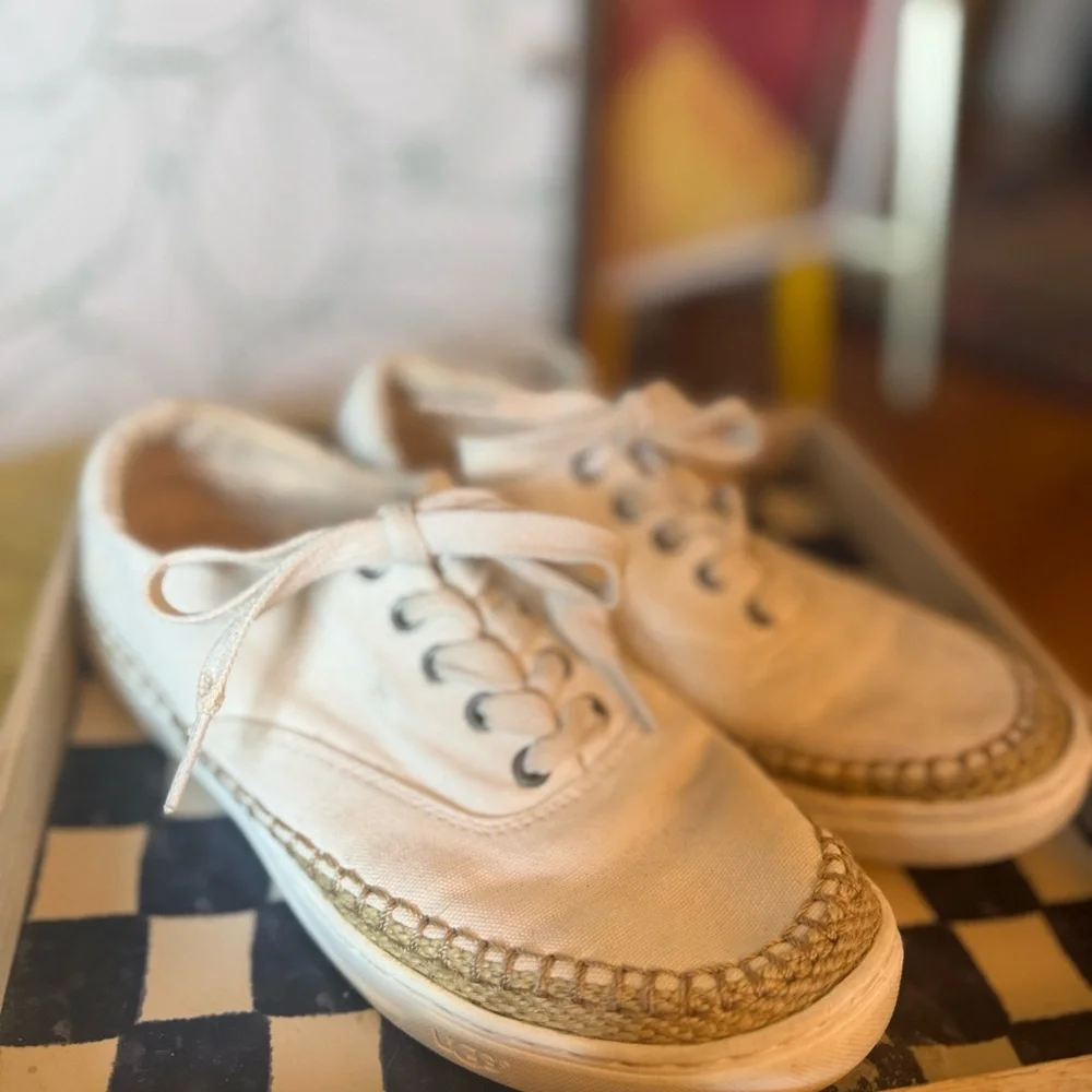 UGG White Canvas Espadrille Shoes